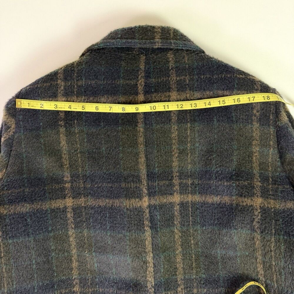 Sam Edelman Plaid Peacoat Womens XXL Double Breasted Dark Academia Preppy Gothic - Picture 11 of 16
